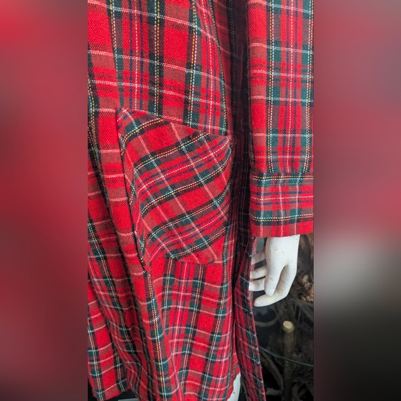 VTG Montgomery Ward Stewart Tartan Plaid Unisex Acrylic Robe Small 2 Pockets - Picture 5 of 9